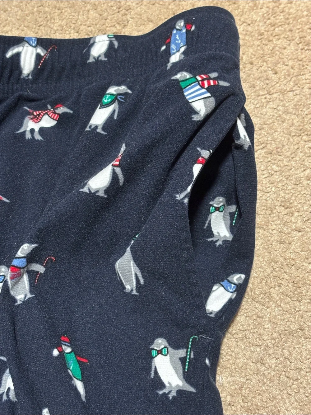 Navy Penguin Print Pajama Pants